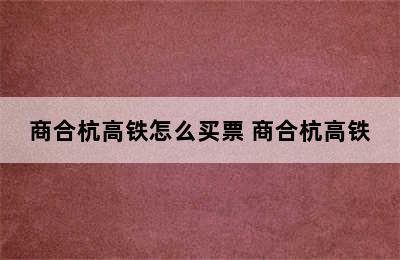 商合杭高铁怎么买票 商合杭高铁